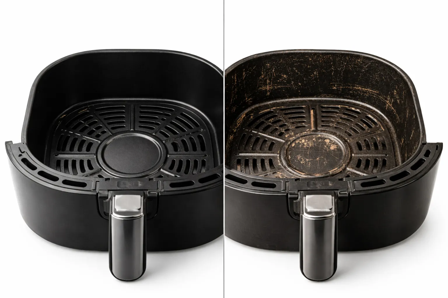 Confronto cestello antiaderente nuovo e usato