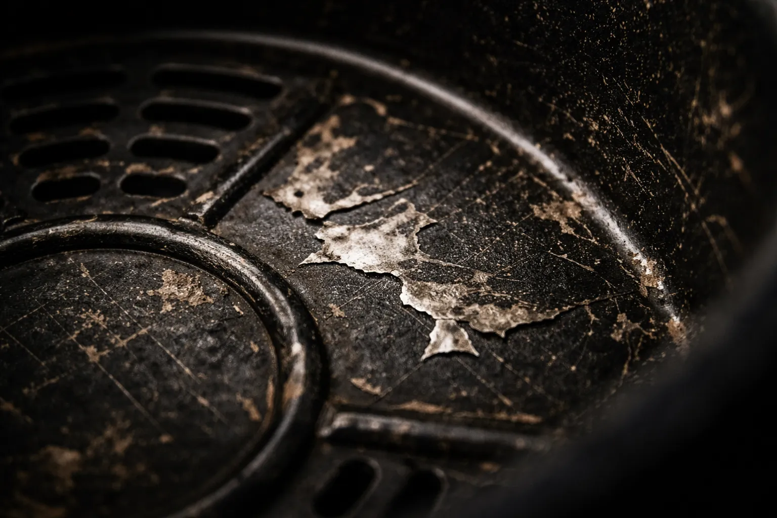 Dettaglio rivestimento antiaderente usurato