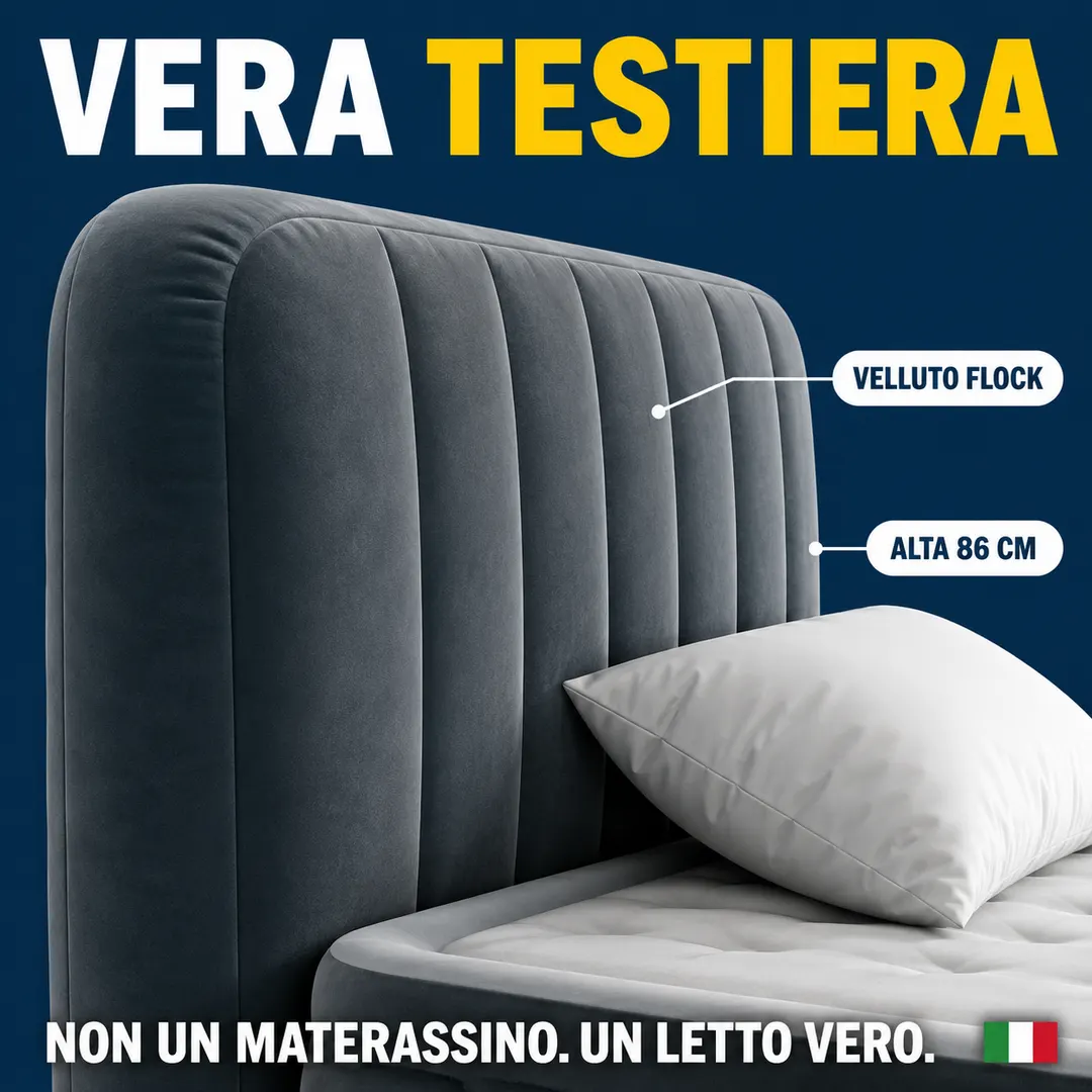 Dettaglio testiera integrata 86 cm con superficie velluto