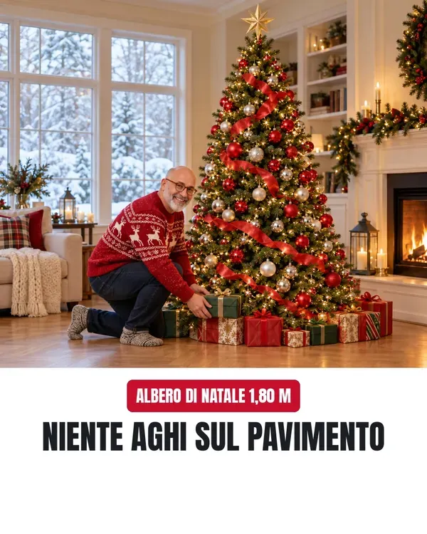 Sotto l'albero di Natale artificiale il pavimento resta pulito, senza aghi