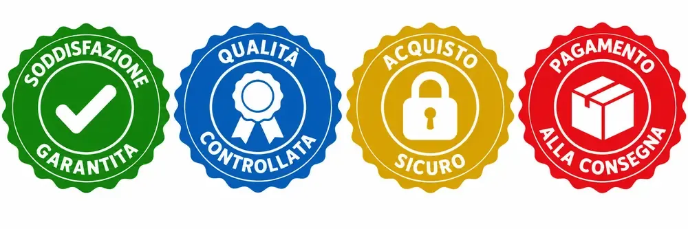 Soddisfazione garantita, qualità controllata, acquisto sicuro, pagamento alla consegna