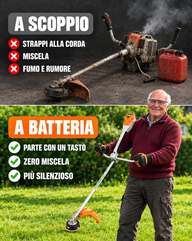 Decespugliatore a scoppio contro FSA 200 a batteria