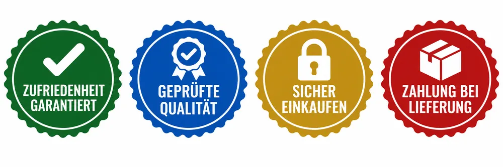 Zufriedenheit, geprüfte Qualität, sichere Seite, geschützte Zahlung