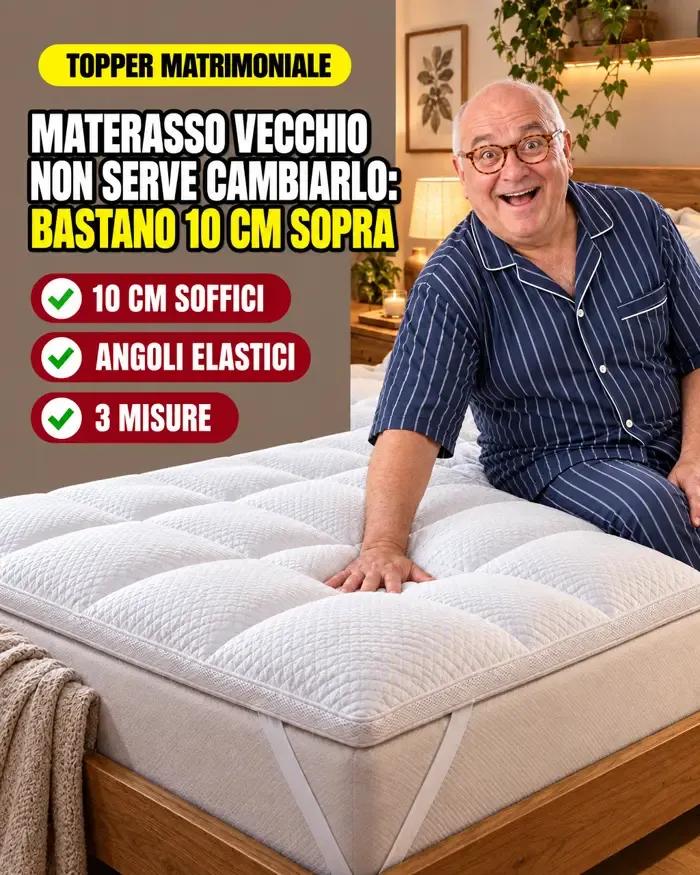Topper matrimoniale 10 cm steso su un materasso vecchio: il letto torna nuovo senza cambiare materasso