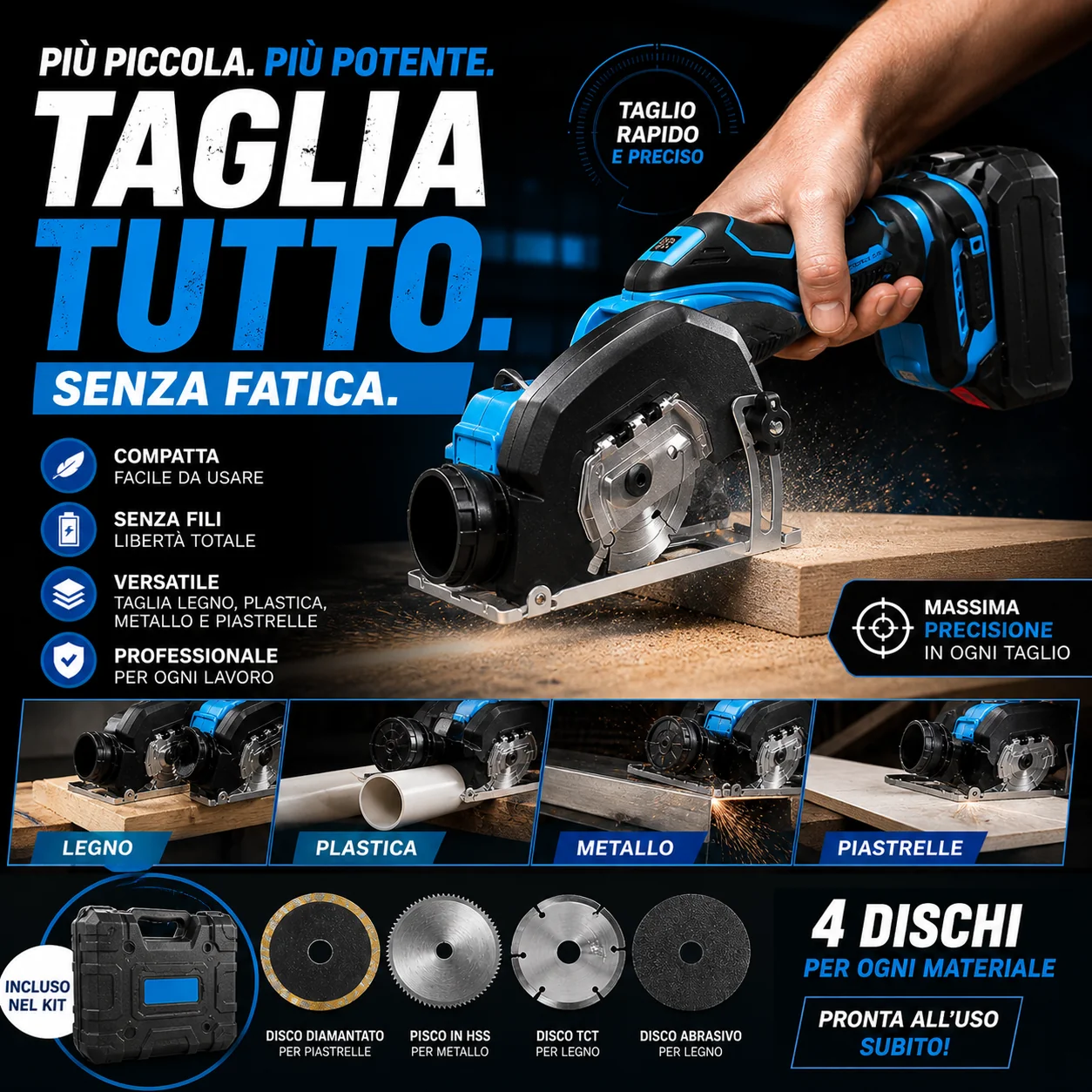 Sega circolare multimateriale taglia legno metallo plastica piastrelle