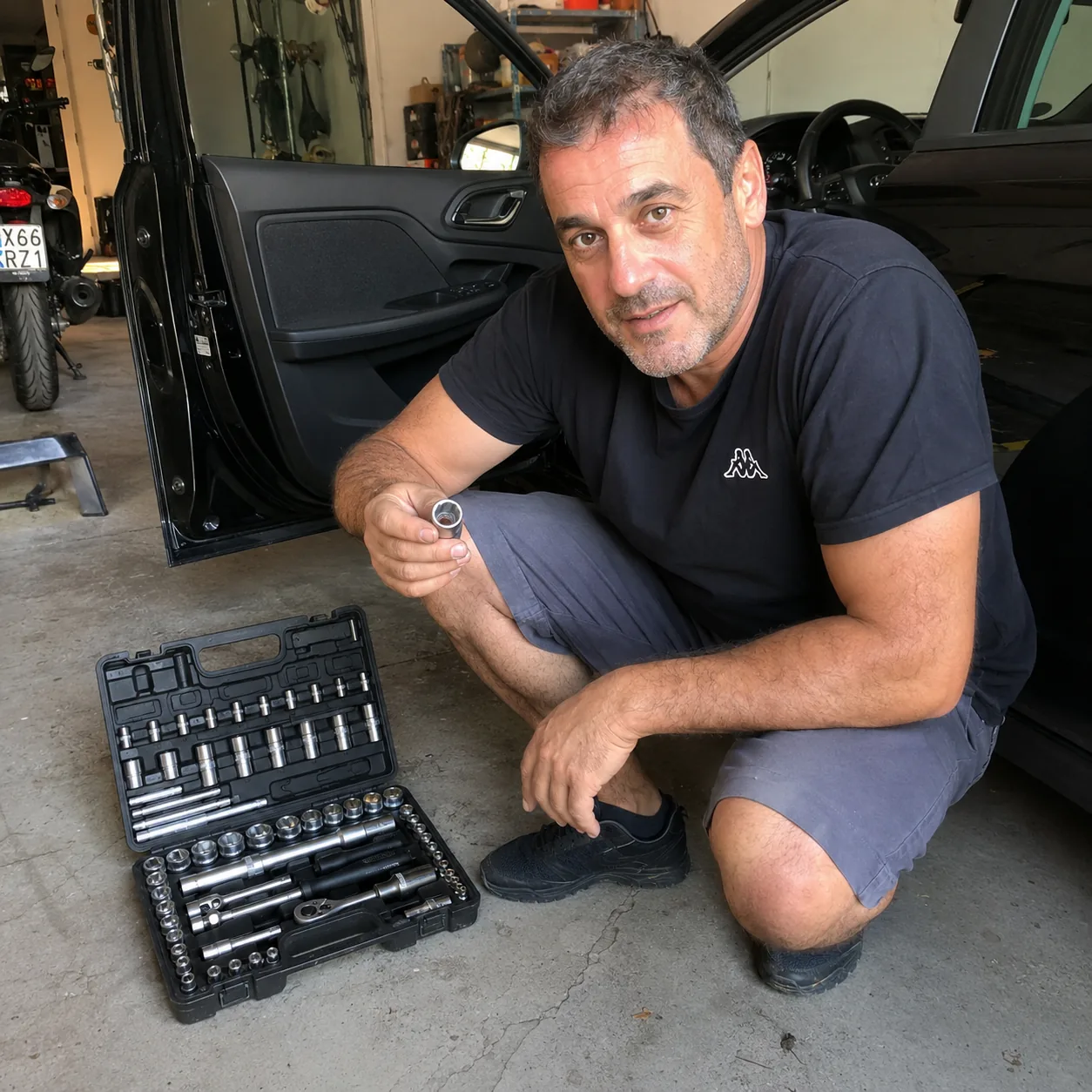 Stefano, da Bologna, usa il set di chiavi a bussola per la sua auto