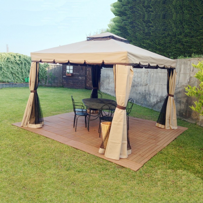 gazebo-da-giardino-3x3-in-alluminio-telo-antipioggia-zanzariera-e-camino-robusto-e-ancorabile Gazebo Giardino