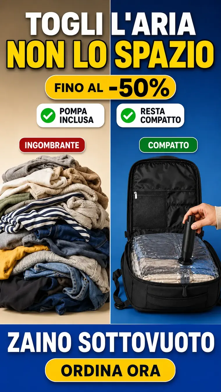 VoloLeggero - la sacca sottovuoto comprime i vestiti riducendone il volume fino al 50%