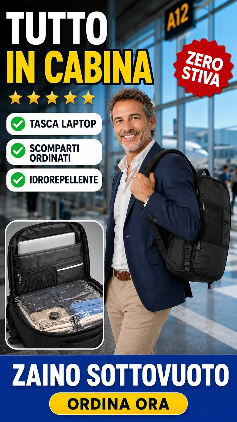 VoloLeggero aperto: scomparti ordinati e tasca per laptop
